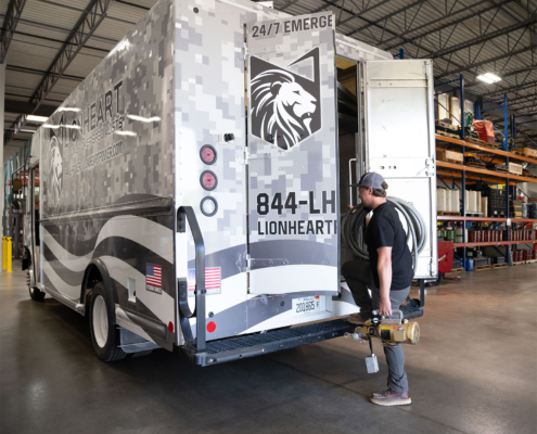 Worker Opening Back Fo Work Truck