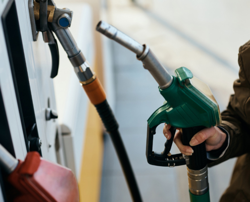Close Up Of Diesel Nozzle At The Pump