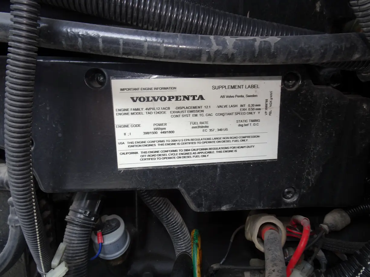 Supplement Label for Volvopenta engine